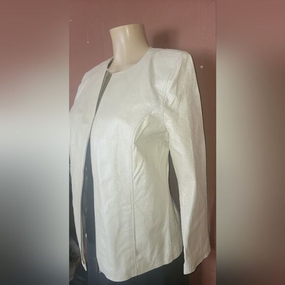 Terry Lewis Classic Luxuries cream leather jacket / blazer - Picture 8 of 16